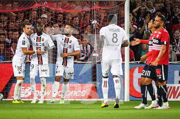31/08/2022 - Nicolas PEPE of Nice celebrate his goal witht teammates during the French championship Ligue 1 football match between LOSC Lille and OGC Nice on August 31, 2022 at Pierre Mauroy stadium in Villeneuve-d'Ascq near Lille, France - FOOTBALL - FRENCH CHAMP - LILLE V NICE - FRENCH LIGUE 1 - CALCIO