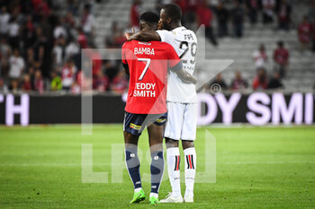 31/08/2022 - Andy DELORT of Nice and Nicolas PEPE of Nice during the French championship Ligue 1 football match between LOSC Lille and OGC Nice on August 31, 2022 at Pierre Mauroy stadium in Villeneuve-d'Ascq near Lille, France - FOOTBALL - FRENCH CHAMP - LILLE V NICE - FRENCH LIGUE 1 - CALCIO