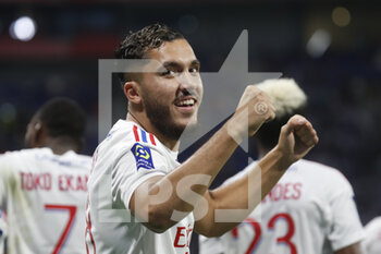 31/08/2022 - Rayan CHERKI of Lyon celebrate a goal during the French championship Ligue 1 football match between Olympique Lyonnais (Lyon) and AJ Auxerre on August 31, 2022 at Groupama stadium in Decines-Charpieu near Lyon, France - FOOTBALL - FRENCH CHAMP - LYON V AUXERRE - FRENCH LIGUE 1 - CALCIO