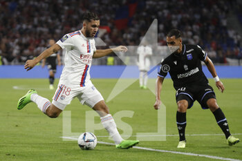 31/08/2022 - Rayan CHERKI of Lyon and Hamza SAKHI of Auxerre during the French championship Ligue 1 football match between Olympique Lyonnais (Lyon) and AJ Auxerre on August 31, 2022 at Groupama stadium in Decines-Charpieu near Lyon, France - FOOTBALL - FRENCH CHAMP - LYON V AUXERRE - FRENCH LIGUE 1 - CALCIO
