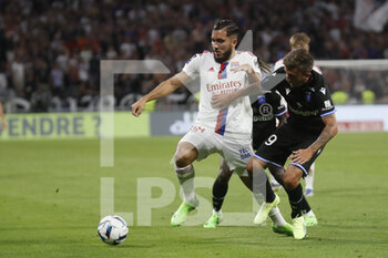 31/08/2022 - Rayan CHERKI of Lyon and Mathias AUTRET of Auxerre during the French championship Ligue 1 football match between Olympique Lyonnais (Lyon) and AJ Auxerre on August 31, 2022 at Groupama stadium in Decines-Charpieu near Lyon, France - FOOTBALL - FRENCH CHAMP - LYON V AUXERRE - FRENCH LIGUE 1 - CALCIO