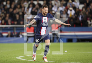 2022-10-01 - Lionel Messi of PSG celebrates his goal during the French championship Ligue 1 football match between Paris Saint-Germain (PSG) and OGC Nice (OGCN) on October 1, 2022 at Parc des Princes stadium in Paris, France - FOOTBALL - FRENCH CHAMP - PARIS SG V NICE - FRENCH LIGUE 1 - SOCCER