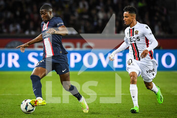 2022-10-01 - Nordi MUKIELE of PSG and Sofiane DIOP of Nice during the French championship Ligue 1 football match between Paris Saint-Germain and OGC Nice on October 1, 2022 at Parc des Princes stadium in Paris, France - FOOTBALL - FRENCH CHAMP - PARIS SG V NICE - FRENCH LIGUE 1 - SOCCER
