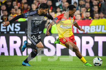 2022-10-02 - Henrique of Lyon and Lois OPENDA of Lens during the French championship Ligue 1 football match between RC Lens and Olympique Lyonnais (Lyon) on October 2, 2022 at Bollaert-Delelis stadium in Lens, France - FOOTBALL - FRENCH CHAMP - LENS V LYON - FRENCH LIGUE 1 - SOCCER
