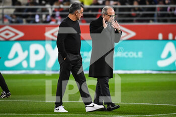 08/10/2022 - Christophe GALTIER of PSG and Luis CAMPOS of PSG during the French championship Ligue 1 football match between Stade de Reims and Paris Saint-Germain on October 8, 2022 at Auguste Delaune stadium in Reims, France - FOOTBALL - FRENCH CHAMP - REIMS V PARIS SG - FRENCH LIGUE 1 - CALCIO