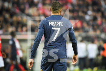 08/10/2022 - Kylian MBAPPE of PSG during the French championship Ligue 1 football match between Stade de Reims and Paris Saint-Germain on October 8, 2022 at Auguste Delaune stadium in Reims, France - FOOTBALL - FRENCH CHAMP - REIMS V PARIS SG - FRENCH LIGUE 1 - CALCIO