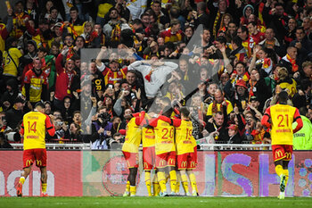 2022-10-15 - Wesley SAID of Lens celebrate his goal with teammates during the French championship Ligue 1 football match between RC Lens and Montpellier HSC on October 15, 2022 at Bollaert-Delelis stadium in Lens, France - FOOTBALL - FRENCH CHAMP - LENS V MONTPELLIER - FRENCH LIGUE 1 - SOCCER
