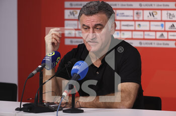 21/10/2022 - Coach of PSG Christophe Galtier answers to the media during the post-match press conference following the French championship Ligue 1 football match between AC Ajaccio (ACA) and Paris Saint-Germain (PSG on October 21, 2022 at Stade Francois Coty in Ajaccio, France - FOOTBALL - FRENCH CHAMP - AJACCIO V PARIS SG - FRENCH LIGUE 1 - CALCIO