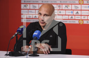 21/10/2022 - Coach of AC Ajaccio Olivier Pantaloni answers to the media during the post-match press conference following the French championship Ligue 1 football match between AC Ajaccio (ACA) and Paris Saint-Germain (PSG on October 21, 2022 at Stade Francois Coty in Ajaccio, France - FOOTBALL - FRENCH CHAMP - AJACCIO V PARIS SG - FRENCH LIGUE 1 - CALCIO