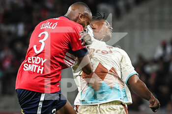 2022-10-23 - Tiago DJALO of Lille and Breel EMBOLO of Monaco during the French championship Ligue 1 football match between LOSC Lille and AS Monaco on October 23, 2022 at Pierre Mauroy stadium in Villeneuve-d'Ascq near Lille, France - FOOTBALL - FRENCH CHAMP - LILLE V MONACO - FRENCH LIGUE 1 - SOCCER