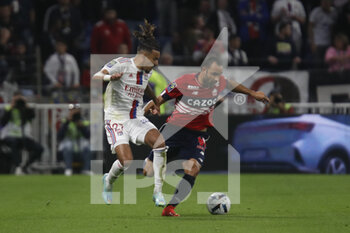 2022-10-30 - Ismaily GONCALVES SANTOS of Lille and Malo GUSTO of Lyon during the French championship Ligue 1 football match between Olympique Lyonnais (Lyon) and LOSC Lille on October 30, 2022 at Groupama stadium in Decines-Charpieu near Lyon, France - FOOTBALL - FRENCH CHAMP - LYON V LILLE - FRENCH LIGUE 1 - SOCCER