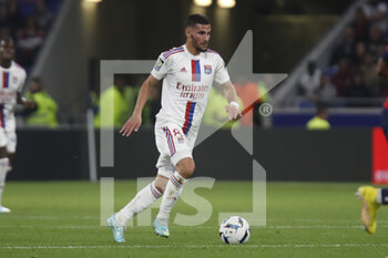 2022-10-30 - Houssem AOUAR of Lyon during the French championship Ligue 1 football match between Olympique Lyonnais (Lyon) and LOSC Lille on October 30, 2022 at Groupama stadium in Decines-Charpieu near Lyon, France - FOOTBALL - FRENCH CHAMP - LYON V LILLE - FRENCH LIGUE 1 - SOCCER