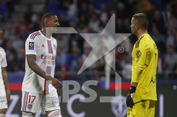 2022-10-30 - Jerome BOATENG of Lyon and Anthony LOPES of Lyon during the French championship Ligue 1 football match between Olympique Lyonnais (Lyon) and LOSC Lille on October 30, 2022 at Groupama stadium in Decines-Charpieu near Lyon, France - FOOTBALL - FRENCH CHAMP - LYON V LILLE - FRENCH LIGUE 1 - SOCCER