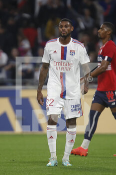 2022-10-30 - Jeff REINE ADELAIDE of Lyon during the French championship Ligue 1 football match between Olympique Lyonnais (Lyon) and LOSC Lille on October 30, 2022 at Groupama stadium in Decines-Charpieu near Lyon, France - FOOTBALL - FRENCH CHAMP - LYON V LILLE - FRENCH LIGUE 1 - SOCCER