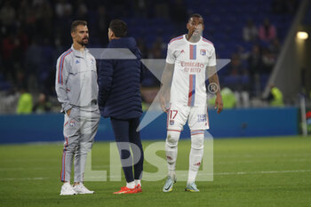 2022-10-30 - Jerome BOATENG of Lyon and Damien DA SILVA of Lyon during the French championship Ligue 1 football match between Olympique Lyonnais (Lyon) and LOSC Lille on October 30, 2022 at Groupama stadium in Decines-Charpieu near Lyon, France - FOOTBALL - FRENCH CHAMP - LYON V LILLE - FRENCH LIGUE 1 - SOCCER