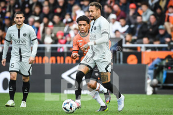 2022-11-06 - Julien PONCEAU of Lorient and NEYMAR JR of PSG during the French championship Ligue 1 football match between FC Lorient and Paris Saint-Germain on November 6, 2022 at the Moustoir stadium in Lorient, France - FOOTBALL - FRENCH CHAMP - LORIENT V PARIS SG - FRENCH LIGUE 1 - SOCCER