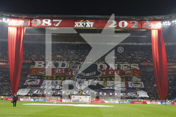 2022-11-11 - Bad Gones celebrates the 35 years during the French championship Ligue 1 football match between Olympique Lyonnais (Lyon) and OGC Nice on November 11, 2022 at Groupama stadium in Decines-Charpieu near Lyon, France - FOOTBALL - FRENCH CHAMP - LYON V NICE - FRENCH LIGUE 1 - SOCCER