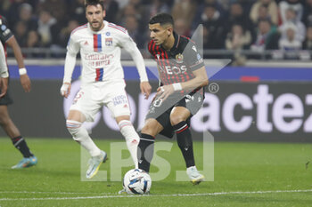 2022-11-11 - Youcef ATAL of Nice during the French championship Ligue 1 football match between Olympique Lyonnais (Lyon) and OGC Nice on November 11, 2022 at Groupama stadium in Decines-Charpieu near Lyon, France - FOOTBALL - FRENCH CHAMP - LYON V NICE - FRENCH LIGUE 1 - SOCCER
