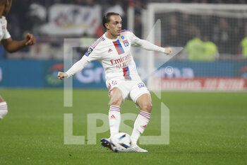 2022-11-11 - Maxence CAQUERET of Lyon during the French championship Ligue 1 football match between Olympique Lyonnais (Lyon) and OGC Nice on November 11, 2022 at Groupama stadium in Decines-Charpieu near Lyon, France - FOOTBALL - FRENCH CHAMP - LYON V NICE - FRENCH LIGUE 1 - SOCCER