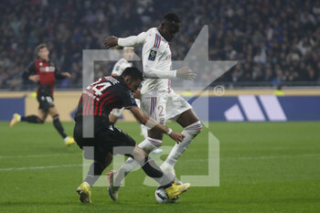 2022-11-11 - Gaetan LABORDE of Nice and Sinaly DIOMANDE of Lyon during the French championship Ligue 1 football match between Olympique Lyonnais (Lyon) and OGC Nice on November 11, 2022 at Groupama stadium in Decines-Charpieu near Lyon, France - FOOTBALL - FRENCH CHAMP - LYON V NICE - FRENCH LIGUE 1 - SOCCER