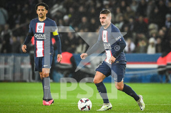 28/12/2022 - MARQUINHOS of PSG and Marco VERRATTI of PSG during the French championship Ligue 1 football match between Paris Saint-Germain and RC Strasbourg Alsace on December 28, 2022 at Parc des Princes stadium in Paris, France - FOOTBALL - FRENCH CHAMP - PARIS SG V STRASBOURG - FRENCH LIGUE 1 - CALCIO
