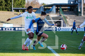 2022-02-05 - Kelly Gago of AS Saint Etienne and Clara Mateo of Paris FC during the Women's French championship D1 Arkema football match between Paris FC and AS Saint-Etienne on February 5, 2022 at Robert Bobin stadium in Bondoufle, France - PARIS FC VS AS SAINT-ETIENNE - FRENCH WOMEN DIVISION 1 - SOCCER