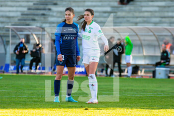 2022-02-05 - Clara Mateo of Paris FC and Manon Uffren of AS Saint Etienne during the Women's French championship D1 Arkema football match between Paris FC and AS Saint-Etienne on February 5, 2022 at Robert Bobin stadium in Bondoufle, France - PARIS FC VS AS SAINT-ETIENNE - FRENCH WOMEN DIVISION 1 - SOCCER