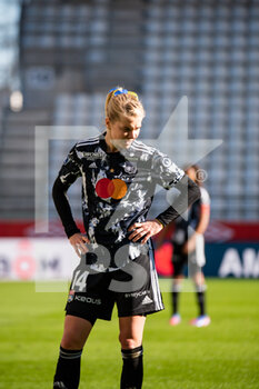 2022-02-27 - Ada Hegerberg of Olympique Lyonnais reacts during the Women's French championship, D1 Arkema football match between Stade de Reims and Olympique Lyonnais (Lyon) on February 27, 2022 at Auguste Delaune stadium in Reims, France - STADE DE REIMS VS OLYMPIQUE LYONNAIS (LYON) - FRENCH WOMEN DIVISION 1 - SOCCER
