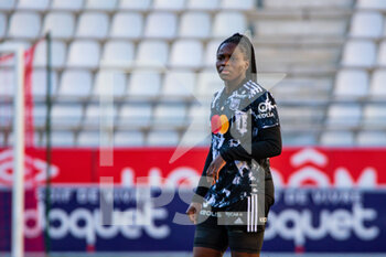 2022-02-27 - Griedge Mbock Bathy of Olympique Lyonnais reacts during the Women's French championship, D1 Arkema football match between Stade de Reims and Olympique Lyonnais (Lyon) on February 27, 2022 at Auguste Delaune stadium in Reims, France - STADE DE REIMS VS OLYMPIQUE LYONNAIS (LYON) - FRENCH WOMEN DIVISION 1 - SOCCER