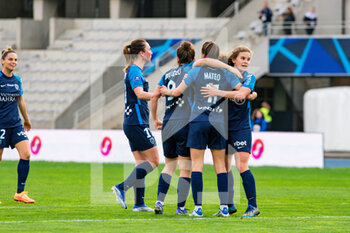 2022-04-15 - Clara Mateo of Paris FC celebrates after scoring during the Women's French championship D1 Arkema football match between Paris FC and Montpellier HSC on April 15, 2022 at Charlety stadium in Paris, France - PARIS FC VS MONTPELLIER HSC - FRENCH WOMEN DIVISION 1 - SOCCER