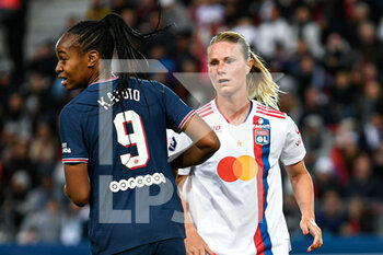 2022-05-29 - Amandine Henry of OL and Marie Antoinette Katoto of PSG during the Women's French championship, D1 Arkema football match between Paris Saint-Germain (PSG) and Olympique Lyonnais (Lyon, OL) on May 29, 2022 at Jean Bouin stadium in Paris, France - FOOTBALL - WOMEN'S FRENCH CHAMP - PARIS SG V OLYMPIQUE LYONNAIS - FRENCH WOMEN DIVISION 1 - SOCCER