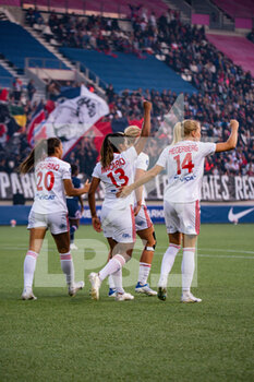 2022-05-29 - Catarina Macario of Olympique Lyonnais celebrates after scoring with Ada Hegerberg of Olympique Lyonnais during the Women's French championship, D1 Arkema football match between Paris Saint-Germain and Olympique Lyonnais (Lyon) on May 29, 2022 at Jean Bouin stadium in Paris, France - FOOTBALL - WOMEN'S FRENCH CHAMP - PARIS SG V OLYMPIQUE LYONNAIS - FRENCH WOMEN DIVISION 1 - SOCCER