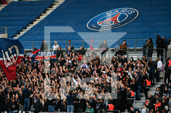 2022-05-29 - Parisian supporters illustration (PSG's Ultras, KOP) during the Women's French championship, D1 Arkema football match between Paris Saint-Germain (PSG) and Olympique Lyonnais (Lyon, OL) on May 29, 2022 at Jean Bouin stadium in Paris, France - FOOTBALL - WOMEN'S FRENCH CHAMP - PARIS SG V OLYMPIQUE LYONNAIS - FRENCH WOMEN DIVISION 1 - SOCCER