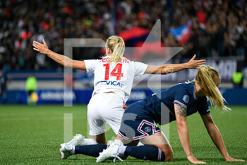 2022-05-29 - Ada Hegerberg of OL reacts with Paulina Dudek of PSG during the Women's French championship, D1 Arkema football match between Paris Saint-Germain (PSG) and Olympique Lyonnais (Lyon, OL) on May 29, 2022 at Jean Bouin stadium in Paris, France - FOOTBALL - WOMEN'S FRENCH CHAMP - PARIS SG V OLYMPIQUE LYONNAIS - FRENCH WOMEN DIVISION 1 - SOCCER