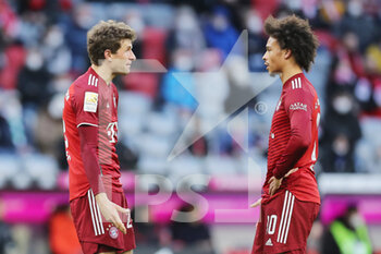 2022-02-20 - Thomas Muller, Leroy Sane of Bayern Munich during the German championship Bundesliga football match between Bayern Munich and Greuther Furth on February 20, 2022 at Allianz Arena in Munich, Germany - BAYERN MUNICH VS GREUTHER FURTH - GERMAN BUNDESLIGA - SOCCER