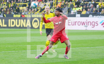 2022-04-02 - Mohamed Simakan of Leipzig during the German championship Bundesliga football match between Borussia Dortmund and RB Leipzig on April 2, 2022 at Signal Iduna Park in Dortmund, Germany - BORUSSIA DORTMUND VS RB LEIPZIG - GERMAN BUNDESLIGA - SOCCER