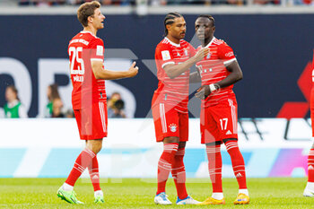 2022-07-30 - Thomas Muller, Serge Gnabry, Sadio Mane of Bayern Munich during the German Super Cup football match between RB Leipzig and Bayern Munich on July 30, 2022 at Red Bull Arena in Leipzig, Germany - FOOTBALL - GERMAN SUPER CUP - RB LEIPZIG V BAYERN MUNICH - GERMAN SUPERCUP - SOCCER