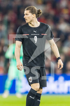 2022-03-24 - Austria's midfielder Marcel Sabitzer during the 2022 Fifa World Cup, Qualifiers Play-off, Semi Final football match between Wales and Austria on March 24, 2022 at the Cardiff City Stadium in Cardiff, Wales - 2022 FIFA WORLD CUP, QUALIFIERS PLAY-OFF, SEMI FINAL - WALES VS AUSTRIA - FIFA WORLD CUP - SOCCER