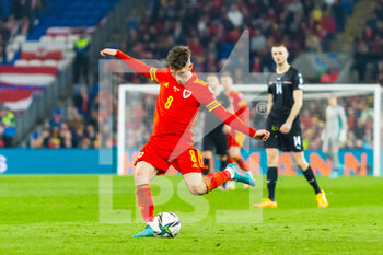 2022-03-24 - Wales' midfielder Harry Wilson during the 2022 Fifa World Cup, Qualifiers Play-off, Semi Final football match between Wales and Austria on March 24, 2022 at the Cardiff City Stadium in Cardiff, Wales - 2022 FIFA WORLD CUP, QUALIFIERS PLAY-OFF, SEMI FINAL - WALES VS AUSTRIA - FIFA WORLD CUP - SOCCER