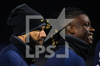 2022-11-14 - Karim BENZEMA of France and Eduardo CAMAVINGA of France during the training of the French team, preparation for the 2022 World Cup in Qatar, on November 14, 2022 at Centre National du Football in Clairefontaine-en-Yvelines, France - FOOTBALL - WORLD CUP 2022 - TRAINING OF THE FRENCH TEAM - FIFA WORLD CUP - SOCCER