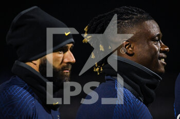 2022-11-14 - Karim BENZEMA of France and Eduardo CAMAVINGA of France during the training of the French team, preparation for the 2022 World Cup in Qatar, on November 14, 2022 at Centre National du Football in Clairefontaine-en-Yvelines, France - FOOTBALL - WORLD CUP 2022 - TRAINING OF THE FRENCH TEAM - FIFA WORLD CUP - SOCCER
