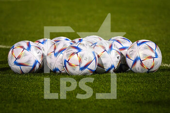 2022-11-14 - Illustration of the Adidas match balls during the training of the French team, preparation for the 2022 World Cup in Qatar, on November 14, 2022 at Centre National du Football in Clairefontaine-en-Yvelines, France - FOOTBALL - WORLD CUP 2022 - TRAINING OF THE FRENCH TEAM - FIFA WORLD CUP - SOCCER