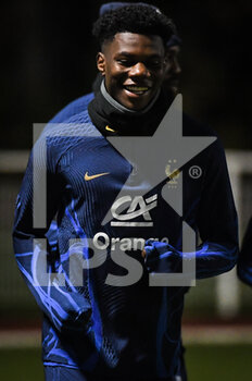 2022-11-14 - Aurelien TCHOUAMENI of France during the training of the French team, preparation for the 2022 World Cup in Qatar, on November 14, 2022 at Centre National du Football in Clairefontaine-en-Yvelines, France - FOOTBALL - WORLD CUP 2022 - TRAINING OF THE FRENCH TEAM - FIFA WORLD CUP - SOCCER