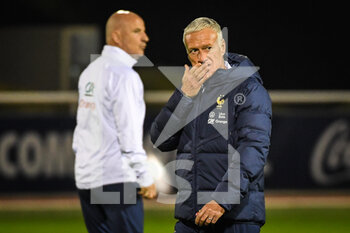 2022-11-14 - Didier DESCHAMPS of France and Guy STEPHAN of France during the training of the French team, preparation for the 2022 World Cup in Qatar, on November 14, 2022 at Centre National du Football in Clairefontaine-en-Yvelines, France - FOOTBALL - WORLD CUP 2022 - TRAINING OF THE FRENCH TEAM - FIFA WORLD CUP - SOCCER