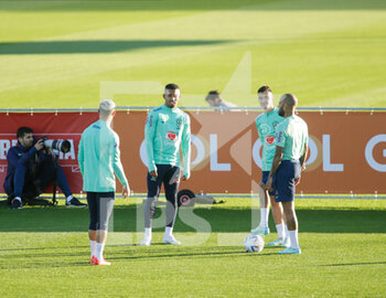 2022-11-16 - Antony of Brazil with Dani Alves of Brazil during Brazil National football team traning, before the finale stage of the World Cup 2022 in Qatar, at Juventus Training Center, 16 November 2022, Turin, Italy. Photo Nderim Kaceli - BRAZIL NATIONAL TEMA TRAINING - FIFA WORLD CUP - SOCCER