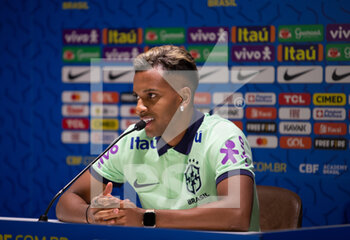 2022-11-17 - Rodrygo of Brazil during Brazil National football team press conference before the finale stage of the World Cup 2022 in Qatar, at Juventus Training Center, 17 November 2022, Turin, Italy. Photo Nderim Kaceli - BRAZIL NATIONAL TEAM TRAINING AND PRESS CONFERENCE - FIFA WORLD CUP - SOCCER