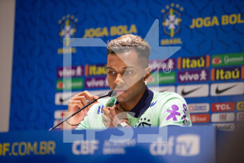 2022-11-17 - Rodrygo of Brazil during Brazil National football team press conference before the finale stage of the World Cup 2022 in Qatar, at Juventus Training Center, 17 November 2022, Turin, Italy. Photo Nderim Kaceli - BRAZIL NATIONAL TEAM TRAINING AND PRESS CONFERENCE - FIFA WORLD CUP - SOCCER