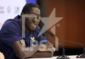 2022-11-19 - Axel Disasi of France during a press conference before Team France practice ahead of the FIFA World Cup 2022 on November 19, 2022 in Doha, Qatar - FOOTBALL - WORLD CUP 2022 - PREVIEWS - 19/11 - FIFA WORLD CUP - SOCCER