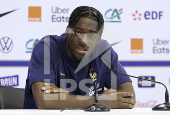 2022-11-19 - Axel Disasi of France during a press conference before Team France practice ahead of the FIFA World Cup 2022 on November 19, 2022 in Doha, Qatar - FOOTBALL - WORLD CUP 2022 - PREVIEWS - 19/11 - FIFA WORLD CUP - SOCCER