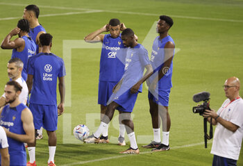 2022-11-19 - Kylian Mbappe, Ousmane Dembele, Aurelien Tchouameni of France during Team France practice ahead of the FIFA World Cup 2022 on November 19, 2022 in Doha, Qatar - FOOTBALL - WORLD CUP 2022 - PREVIEWS - 19/11 - FIFA WORLD CUP - SOCCER